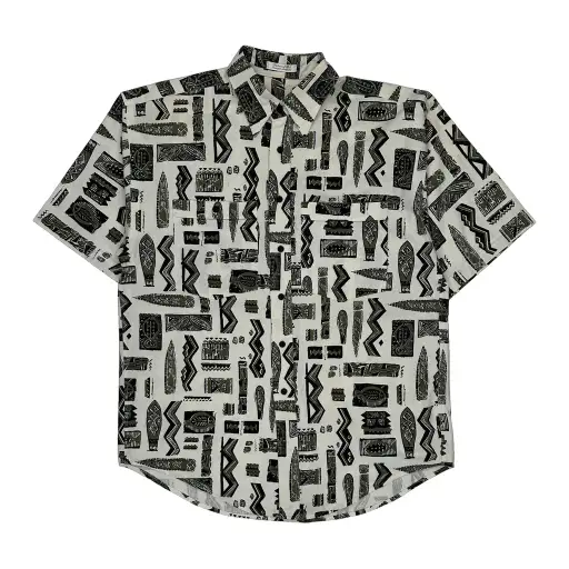 Christian Dior Short Sleeve Shirt - Large Black & White Cotton