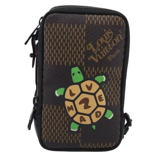 Louis Vuitton Nigo Double Phone Limited Edition Printed Giant Damier Brown Canvas Clutche & Pouche Bag (Pre-Owned)