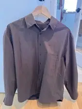 Evan Kinori Men's Brown Cotton Woven Button-Up Shirt Long Sleeve Pockets M