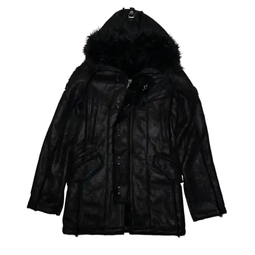 Gostar De Fuga Mink Style Faux Fur Coat w Hood Black