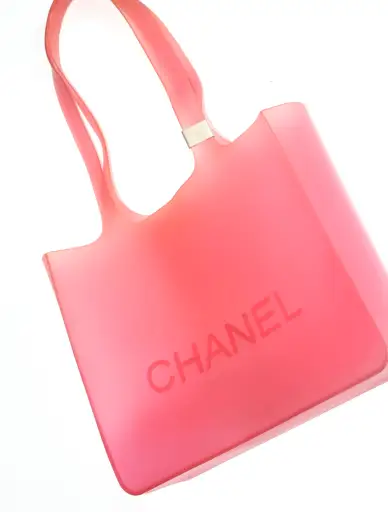 CHANEL 2000s Rubber Logo Pink Jelly Tote