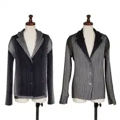 イッセイミヤケ フェットISSEY MIYAKE FETE A.POC INSIDE グラデーションプリーツリバーシブルジャケット 紺黒グレー2