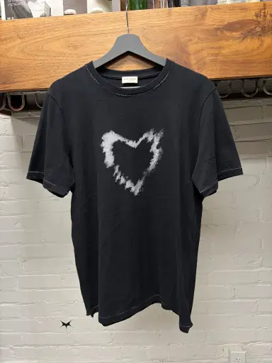 SS2022 Saint Laurent ‘Smoking Heart’ Black Single Stitch Graphic T-Shirt