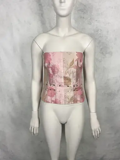 Gianfranco Ferre 1990’s Floral Satin Embroidered Corset