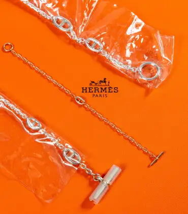 Hermès Set of Two: Silver Frandole Necklace 160 cm and Farandole Bracelet Very Small Model