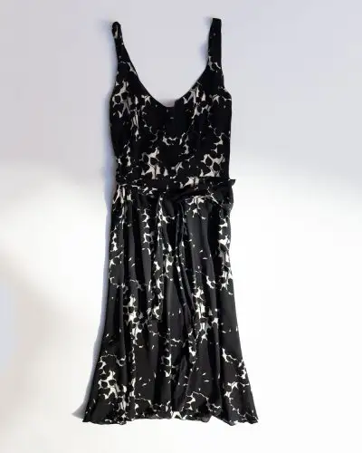 Prada SS 2001 Black Floral Silk Dress