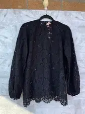 N°21 Alessandro Dell'Acqua Black Floral Lace Blouse | Italian Designer size 48