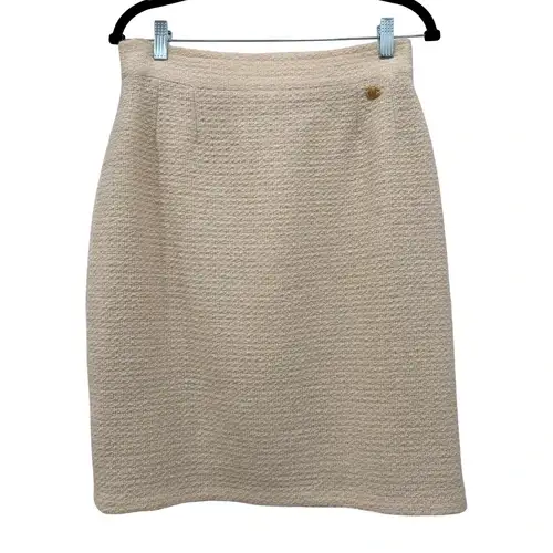 Chanel Ivory Wool Skirt Midi