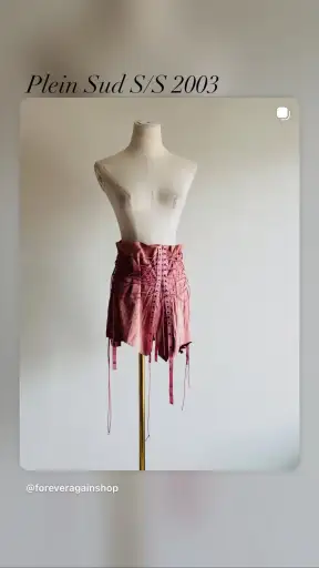 Vintage Plein Sud pink suede laced bondage skirt S/S 2003