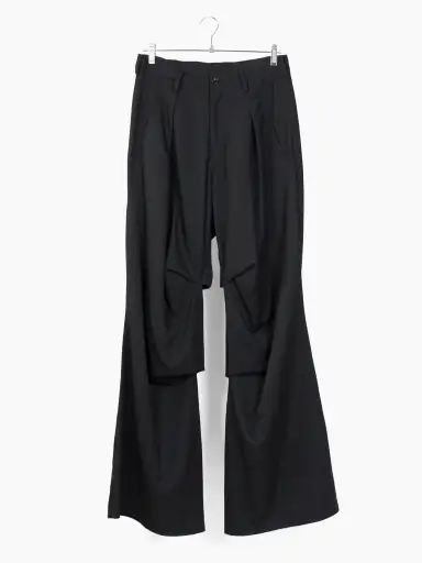Sulvam SS25 Pleated Wool Gabardine Wide Trousers