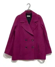 Dries Van Noten Purple Silk Linen Double-Breasted Short Coat Size 38 M