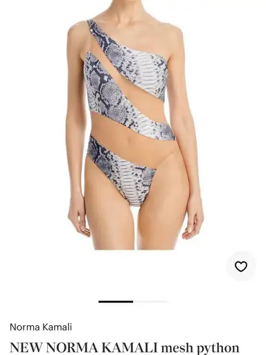 Norma Kamali One-Shoulder Mesh Python Cutout One-Piece in Gray and White