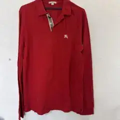 【BURERRY バーバリー】長袖ポロシャツ　L★赤★ヴィンテージ美品
