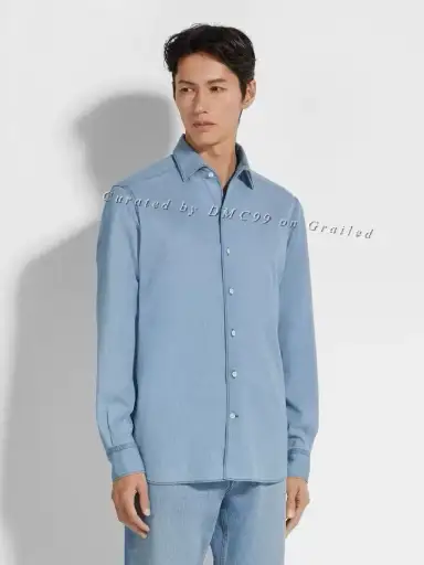 Zegna Light Blue Men’s Long Sleeve Shirt