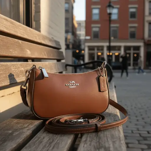 bolsa coach teri couro marrom original