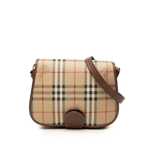 Burberry Haymarket Check Coated Canvas Crossbody Beige