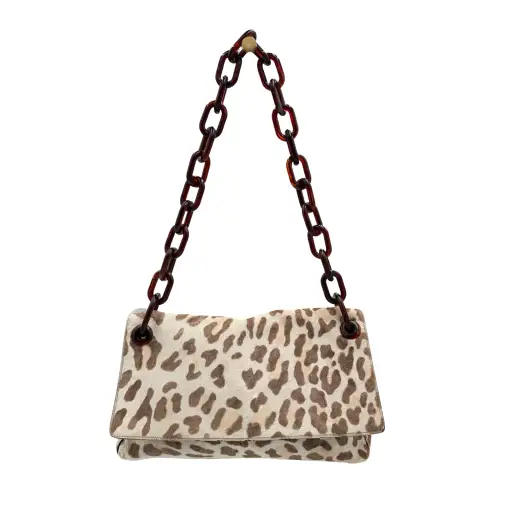 Prada Leopard Print Pony-Hair Shoulder Bag
