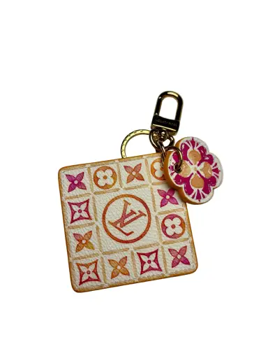 Louis Vuitton LV Monogram Tiles By the Pool Coral Pink Authentic Pre-Owned Key Charm Holder