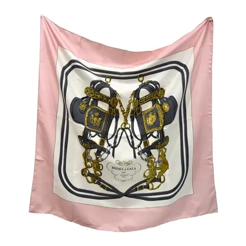 Hermes "Brides de Gala" Pink, White and Grey Scarf