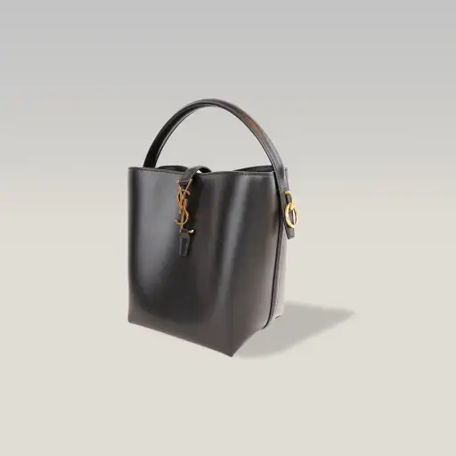 Saint Laurent Le 5 à 7 Supple Large Nera in Pelle con Hardware Dorato