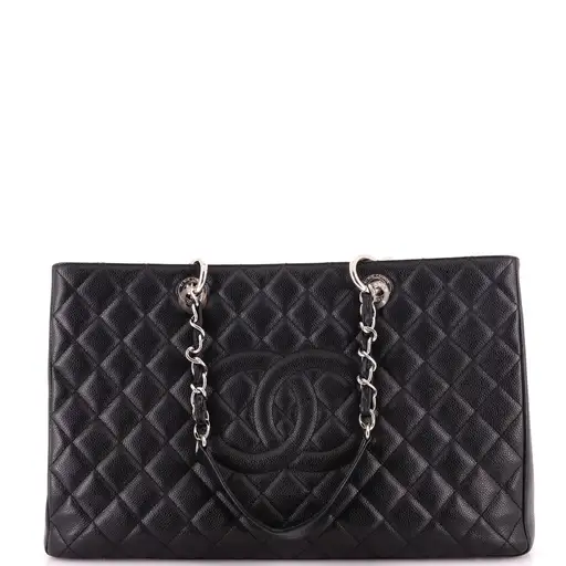 Grand Shopping Tote Quilted Caviar XL