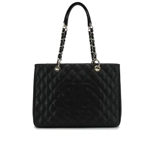 CHANEL GST BIG COCO TOTE BAG BLACK CAVIAR SKIN SILVER HARDWARE 90343613