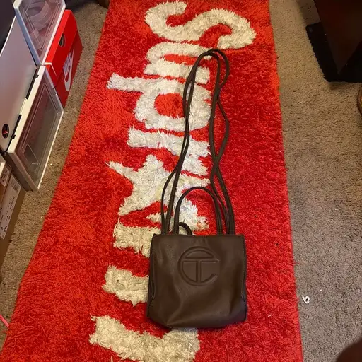 Brown leather Telfar bag with logo #telfar #luxury