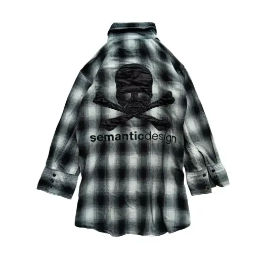 Roen x semantic design cross skull plaid shirt