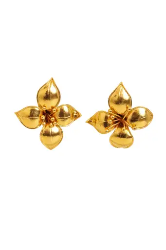 Golden Blossom Button Earrings