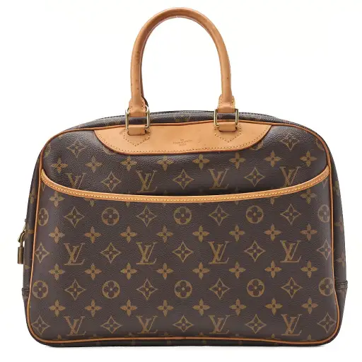 LOUIS VUITTON Louis Vuitton Monogram Deauville Handbag M47270 Brown Gold-Tone Hardware, Pre-Owned