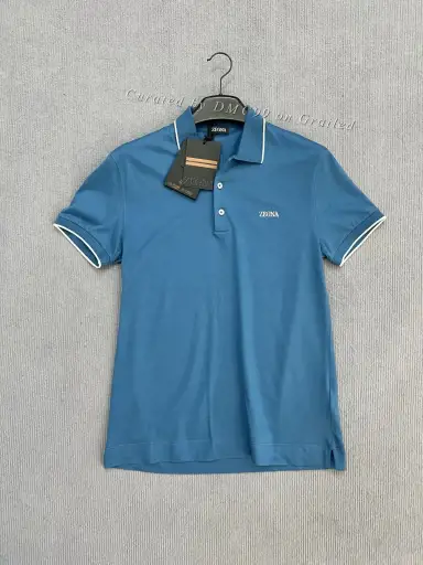 Zegna Men's Blue Short-Sleeve Polo
