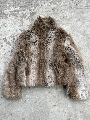 Vintage Fluffy Gothic JPG Style Eco Fur Faux Coat Jacket Y2K