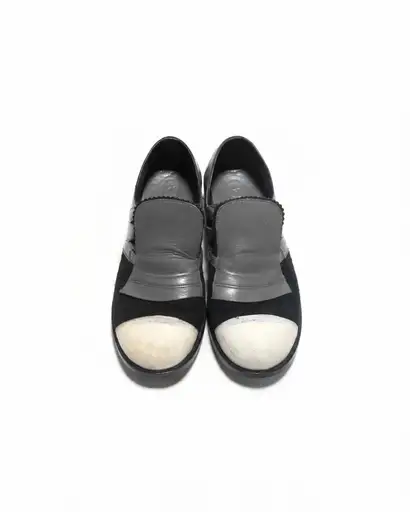 Comme des Garçons Suede / Gray Leather Switching Cap Toe Shoes(Size:25cm)