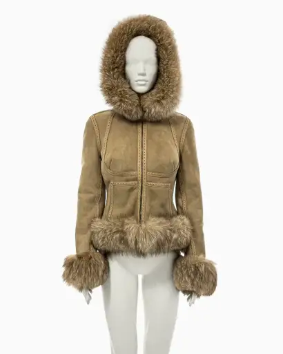 Alexander McQueen Brown Shearling Fur Jacket, Fall/Winter 2003