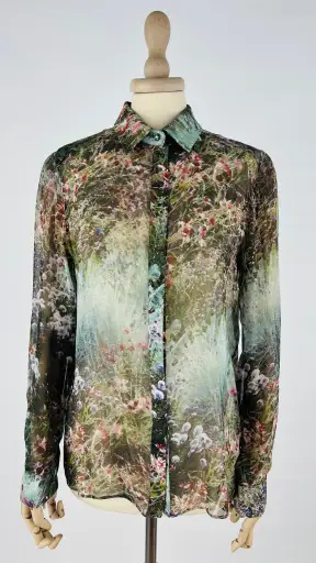Camicia semitrasparente stampa floreale