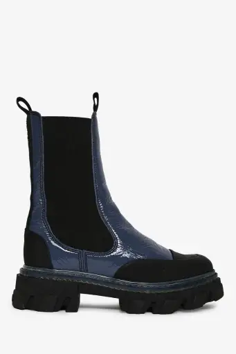 Ganni Purple Cleated Mid Chelsea Boots Size 36