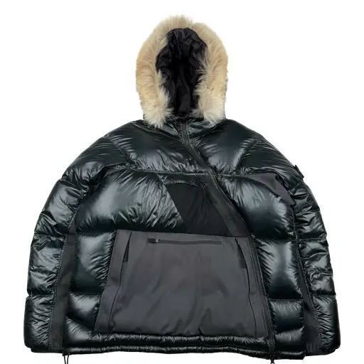 Stone Island 2017 Dark Green Pertex Quantum Fur Hood Puffer Jacket - XXL