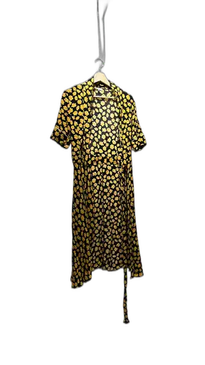 Hardly Worn Ganni Women's Fashion Clothing Dresses - Viscose / Cellulose White Black Yellow Second Hand Premium & Luxury