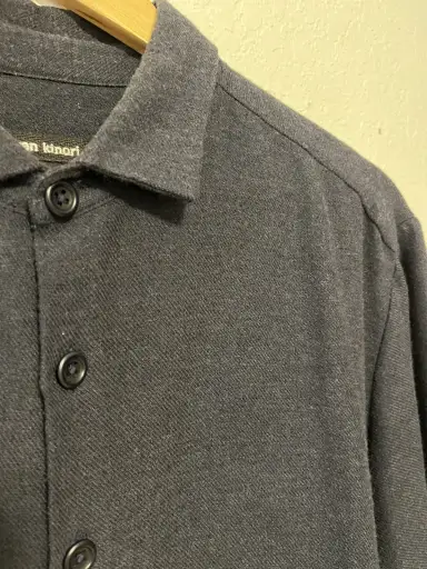 Two Pocket Shirt Navy Wool and Cashmere