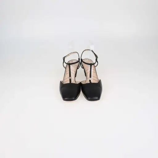 Gucci Black Leather Double G T-Strap Sandals