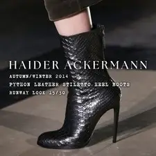 HAIDER ACKERMANN FW14 RUNWAY BLACK PYTHON LEATHER STILETTO HEEL BOOTS SZ IT 38