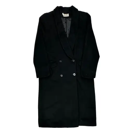 Christian Dior Double Breasted Overcoat - Large Black Wool