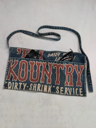 Kapital Kountry 'Em Daily & Laundry' Printed Denim Utility Apron Bag