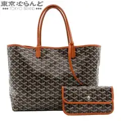 ゴヤール GOYARD サンルイ PM ブラックxブラウンxホワイト PVCコーティングキャンバス レザー トートバッグ レディース 101903601