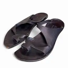 Cydwoq dark brown leather sandals with cut out detail boho style size 37