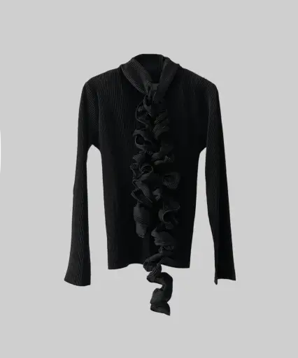 Issey Miyake Twirly Collar Pleated Blouse