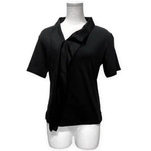 ISSEY MIYAKE コットン天竺カラーデザインカットソー ブラウス 襟付き Tシャツ トップス 半袖 イッセイミヤケ レディース