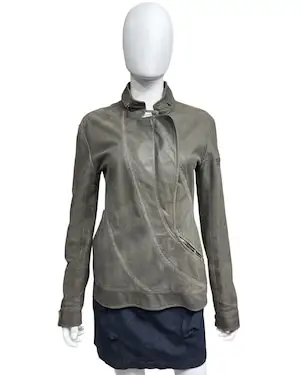 AW2007 NINA RICCI BY OLIVIER THEYSKENS ASYMMETRICAL LEATHER JACKET