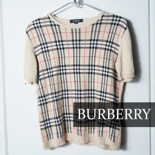 【BURBERRY】バーバリー ノバチェック半袖ニット beige