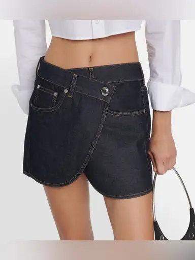 Coperni denim wrap miniskirt dark indigo size 8 NWT